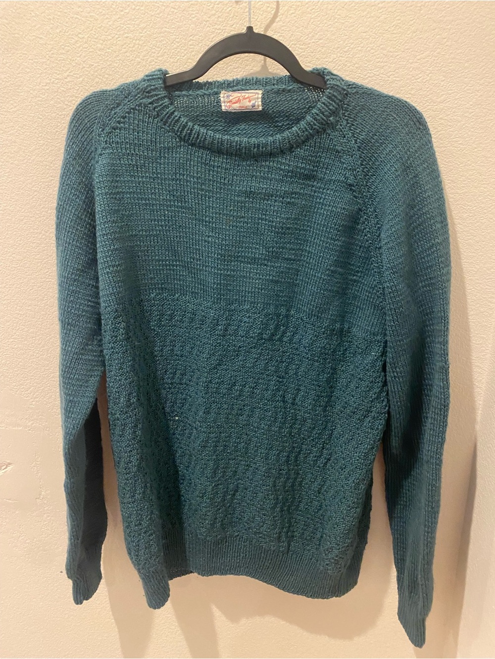 Vintage Teal Knit Crewneck Sweater